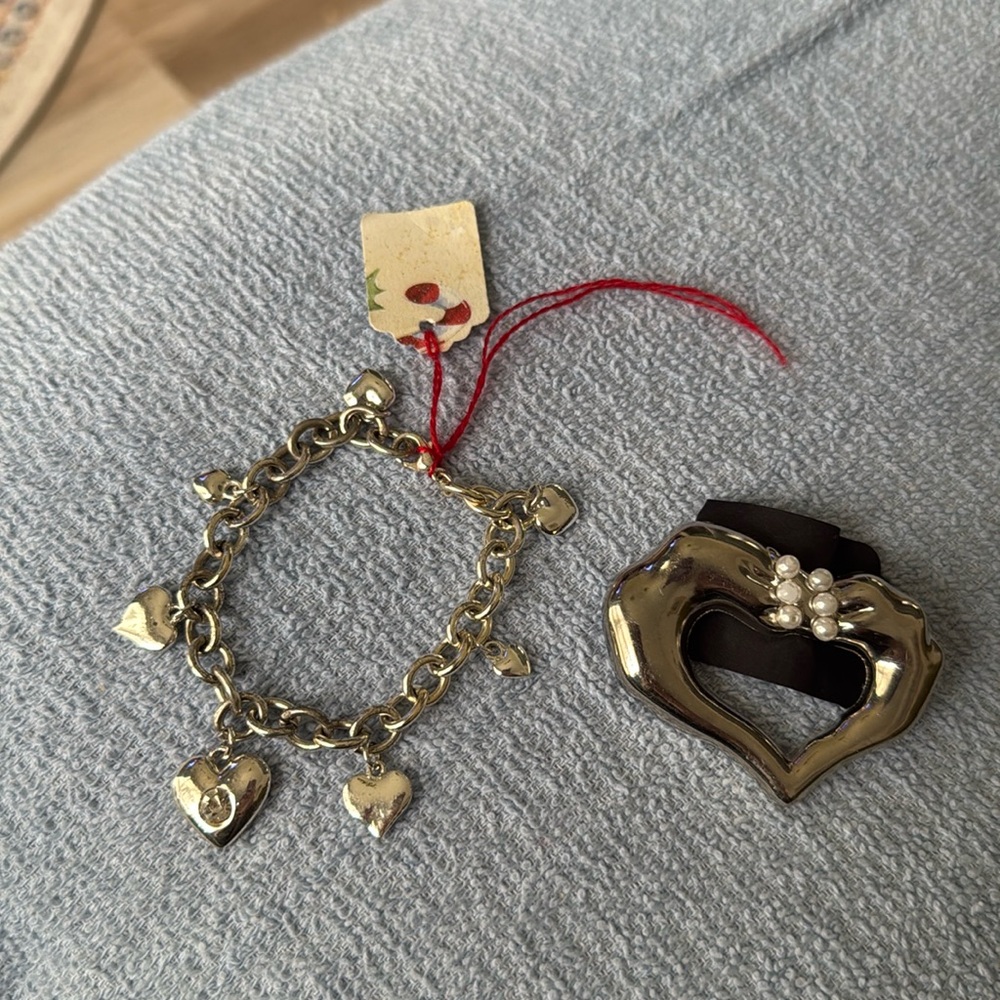 2/$10 beautiful Heart bracelet & Heart Pin Brooch